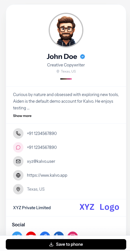 Minimal Kalvo card template