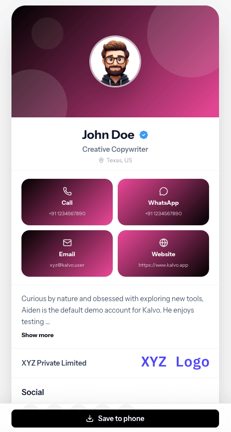 Vivid Kalvo card template
